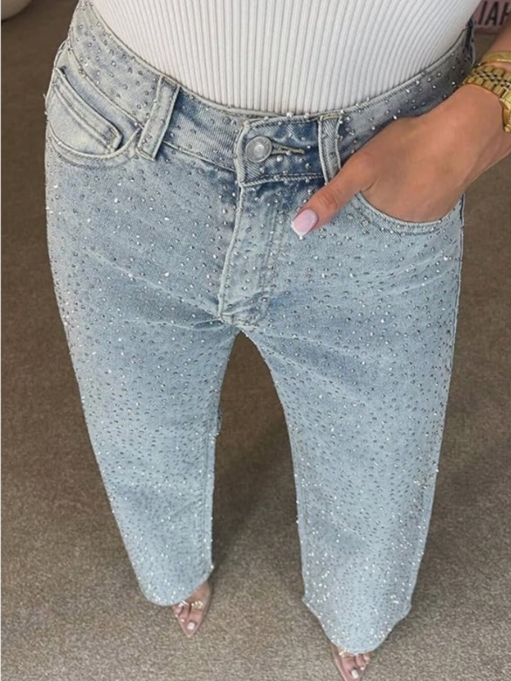 stretchy rhinestone jeans!